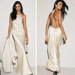 Reformation Jeany Silk Maxi Dress Fior Di Latte Ivory White